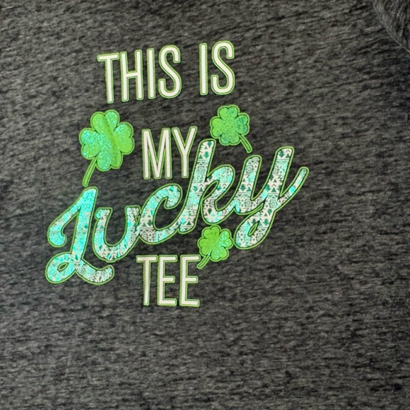 Rocker Girl Women's Black "Lucky Tee" Shirt With Green Shamrock Graphic Large - Picture 3 of 10